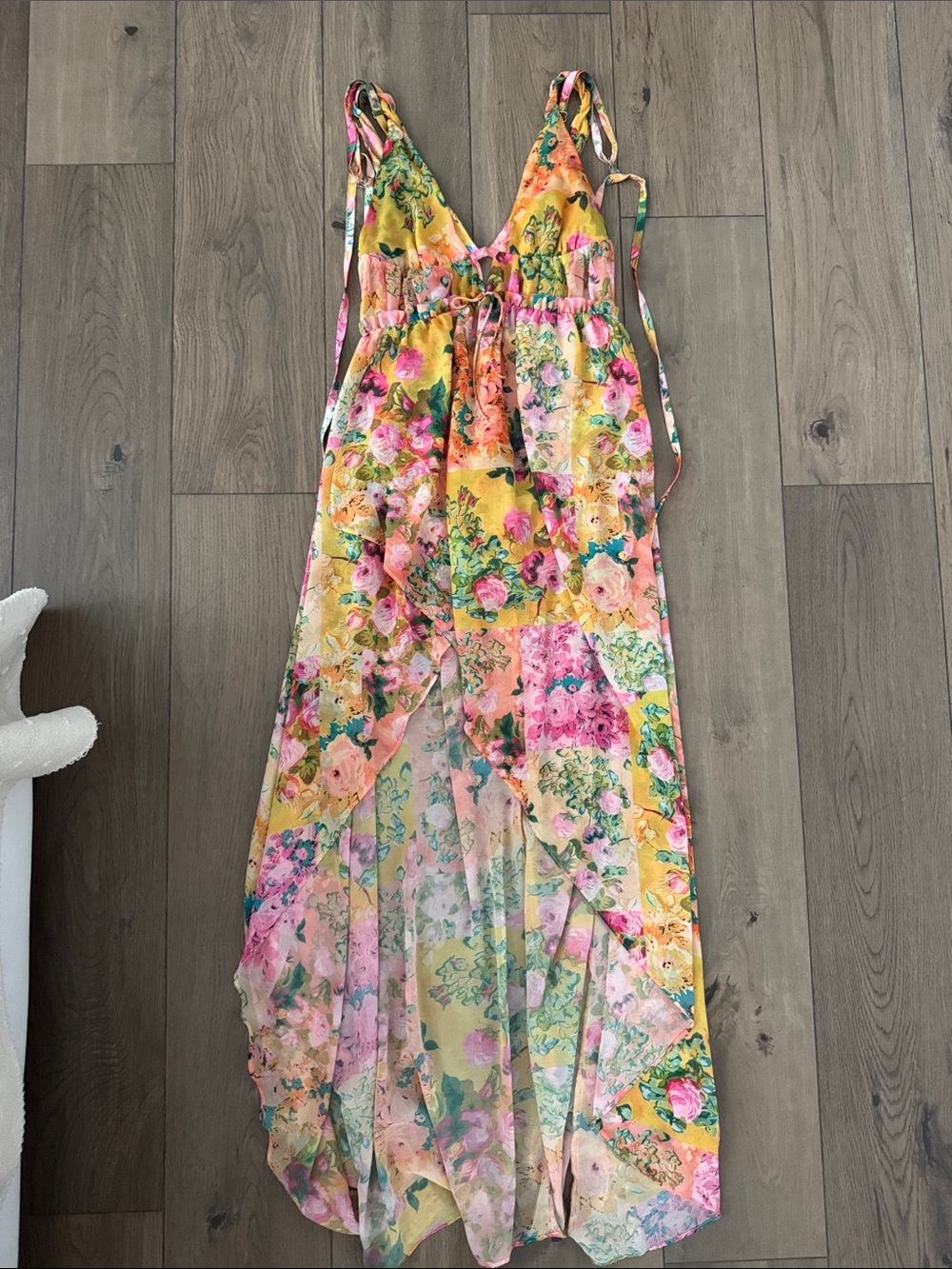 For Love & Lemons Madison Maxi Pink Yellow Floral Dress Small